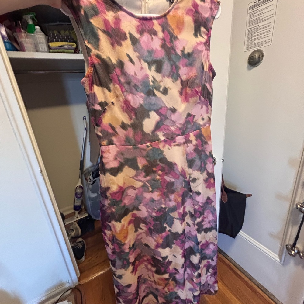 Maggy London Asymmetrical Floral Dress - Pink and Purple